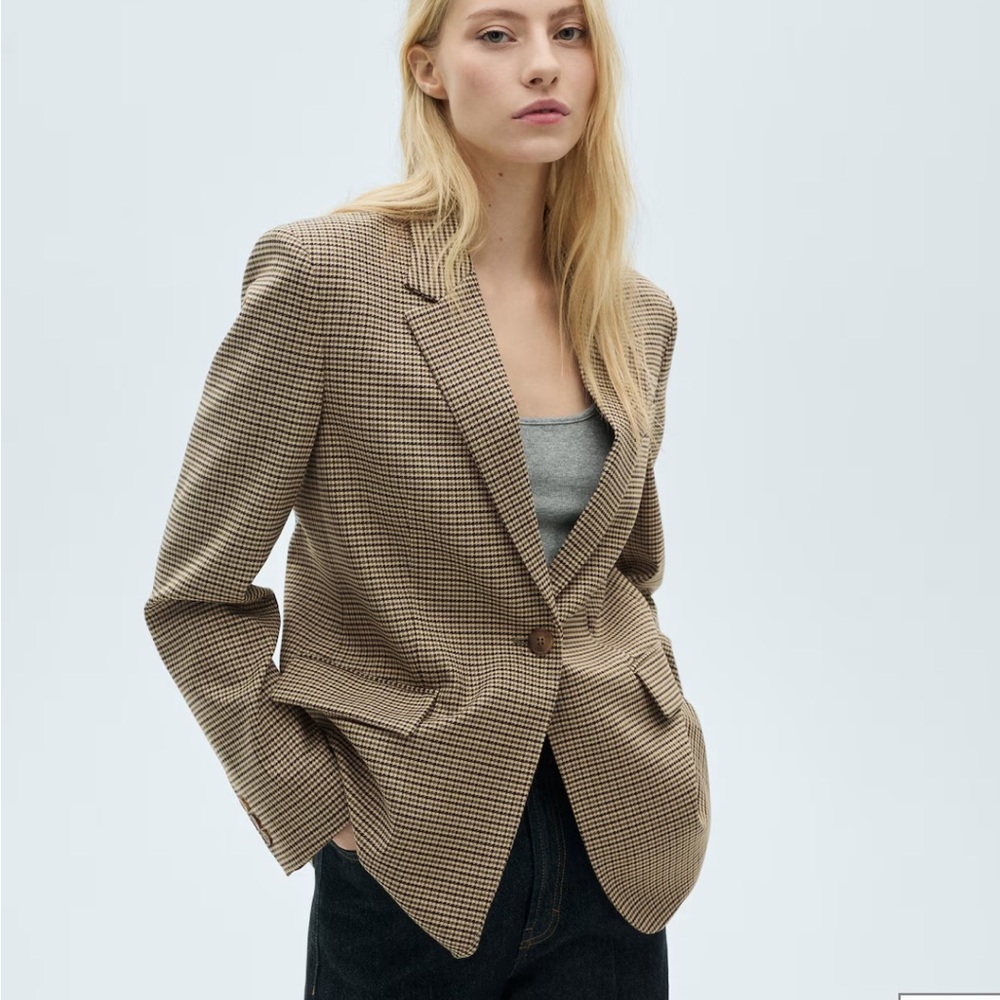 MANGO Straight-fit Micro-Houndstooth Jacket